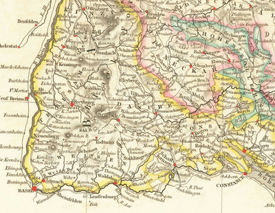 Antiguo mapa de Alemania occidental realizado por John Arrowsmith en 1862 - Berlín, Múnich, Stuttgart, Hannover, Núremberg, Fráncfort