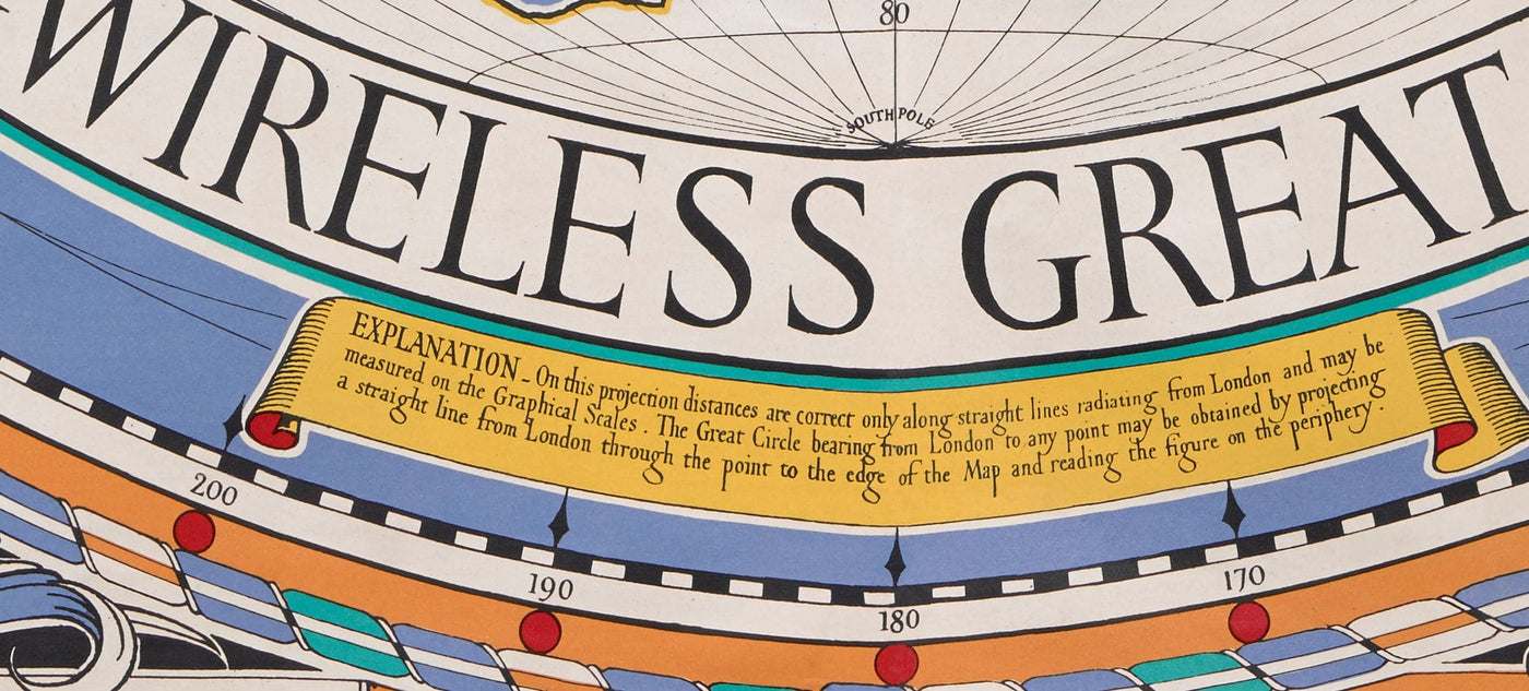 Old Cable & Wireless Great Circle Map, 1945 by Max Gill - Flat Earth B ...