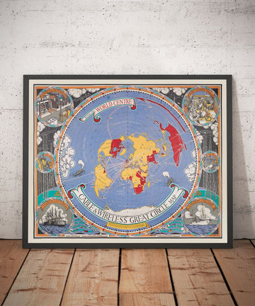 Mappa del Grande Cerchio di Old Cable & Wireless, 1945 di Max Gill - Mappa della Rete Sottomarina dell&