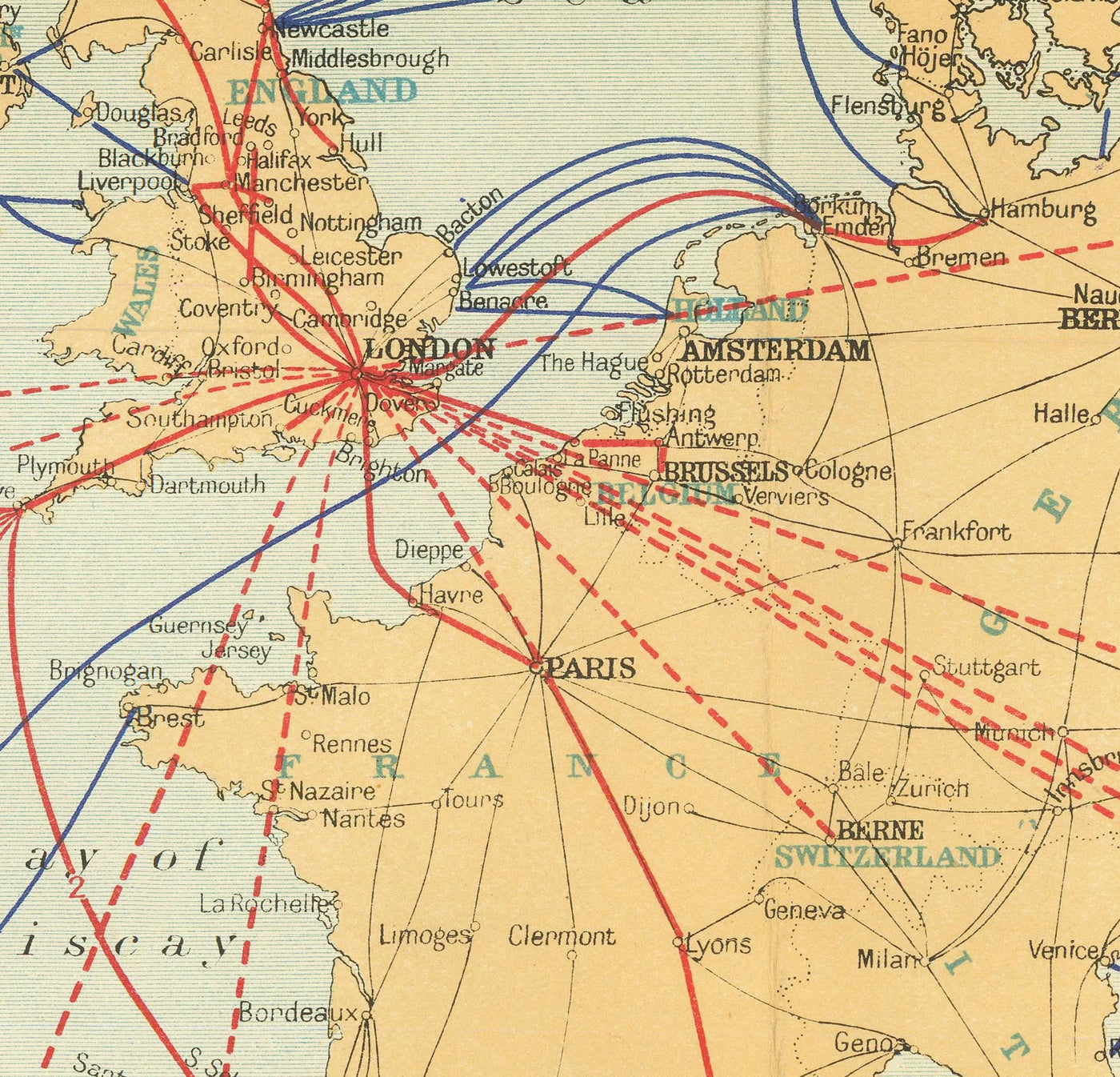 Talegraph Chart Old Cable and Wireless World Map, 1938 - (Very Early) Internet & Subma ...