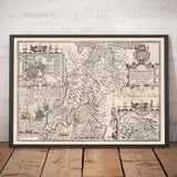 Alte monochrome Karte von Caernarfonshire, Wales, 1611 von John Speed - Caernarfon, Snowdon, Gwynedd, Bangor, Conwy, Llandudno 
