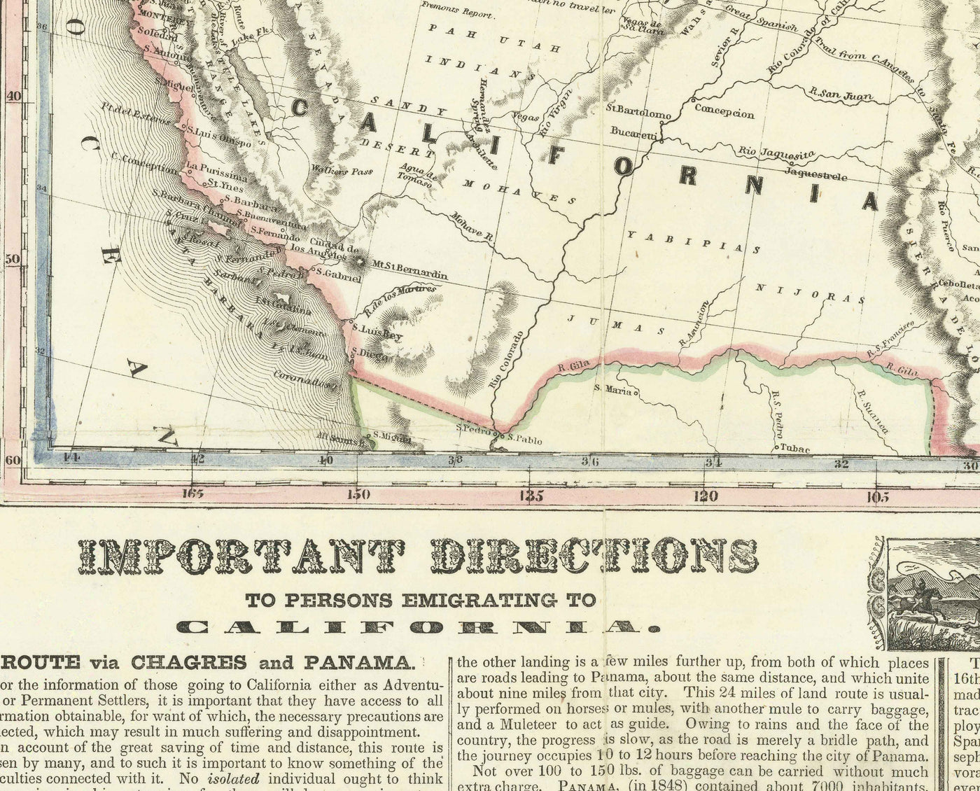 1849 Old Map of the California Gold Rush in 1849 by Ensign & Thayer - Old ...