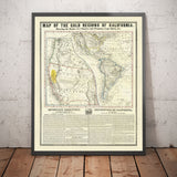 Old Map of the California Gold Rush in 1849 by Ensign & Thayer - Old West, Sacramento, New Mexico, Oregon, Texas