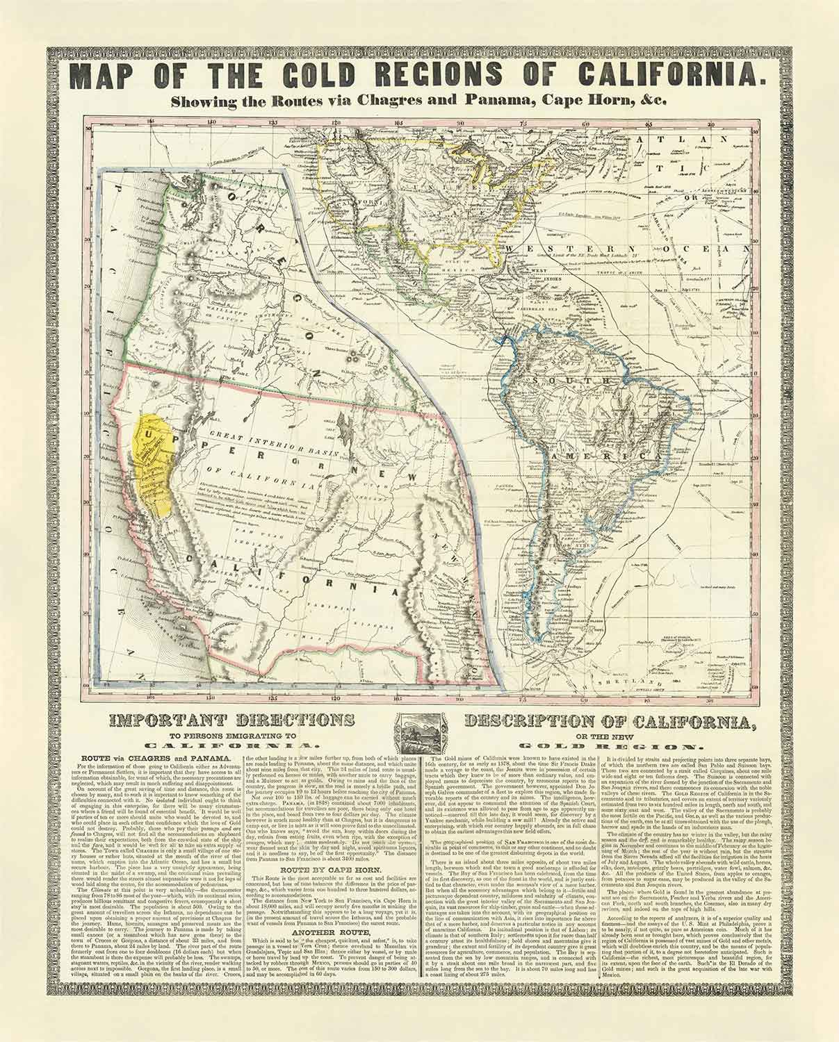 1849 Gold Rush 1849 Map Carte De La Nouvle. Californie.: Geographicus Rare