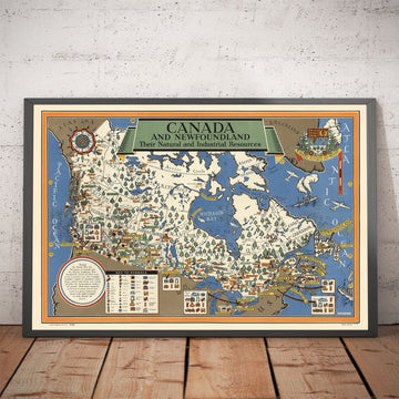 Old Map of Canada, 1942 by Max Gill - World War 2 Map of Natural & Industrial Resources