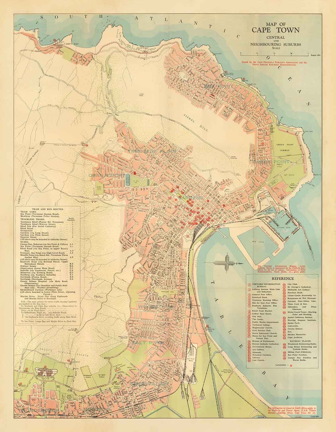 Old Map Of Cape Town 1935 By South African Railways Mother City Cl old-map-of-cape-town-1935-by-south-african-railways-mother-city-cl