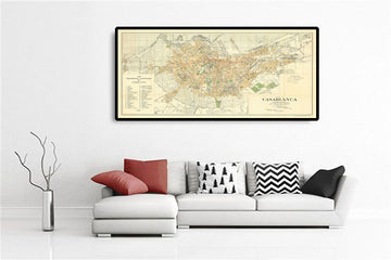 Vecchia mappa di Casablanca nel 1934 di Gaillac-Monrocq - Antica Medina, Porto di Casablanca, Derb Ghallef, Nuova Medina, Ippodromo, Anfa 