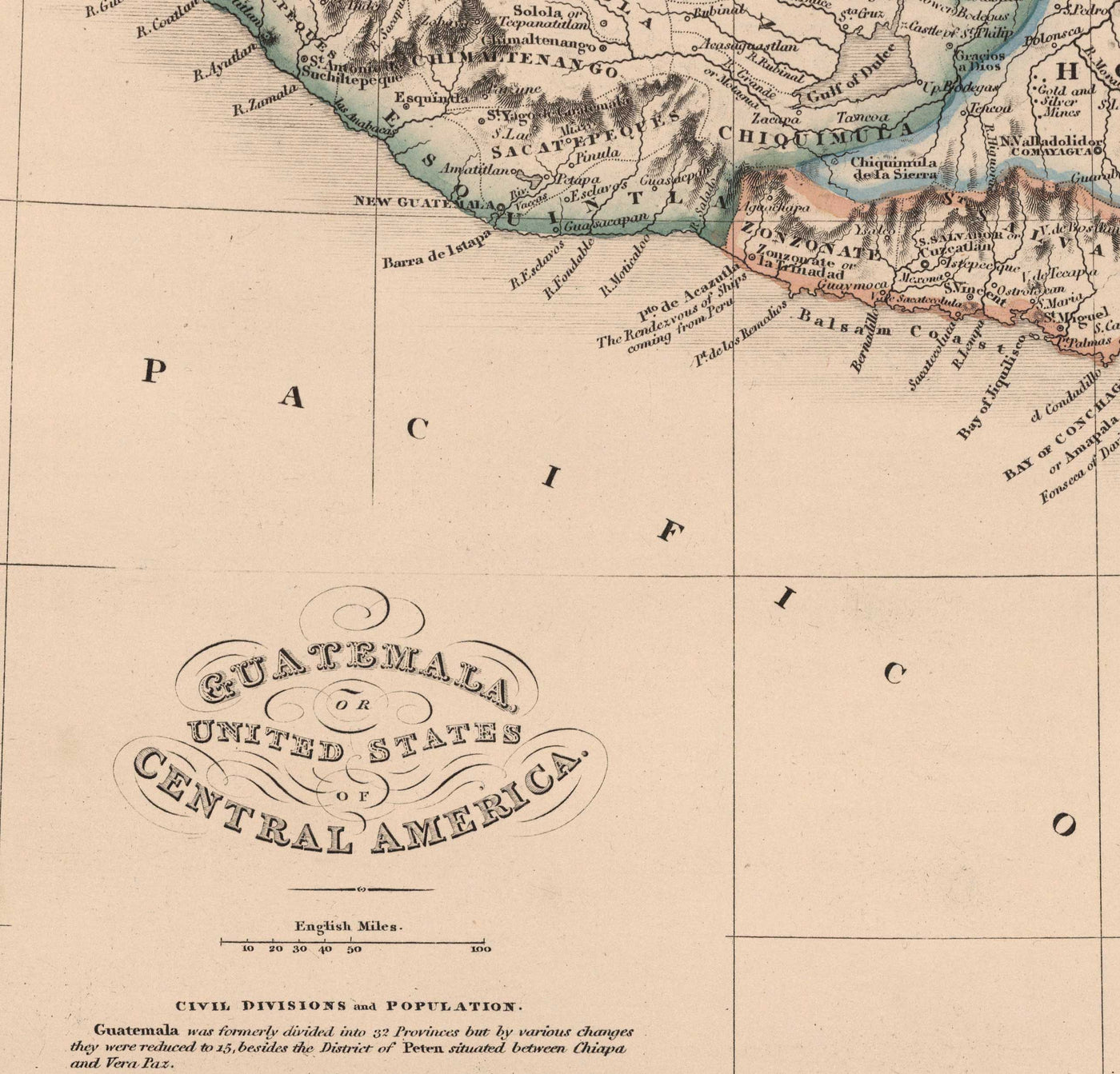 The　in　Wyld　Co.　America　of　M　James　by　Honduras,　Old　–　1864　Maps　Map　Unique　Central　Mexico,
