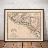 Antiguo mapa de Centroamérica en 1864 por James Wyld - México, Honduras, Costa de Mosquitos, Guatemala, Costa Rica