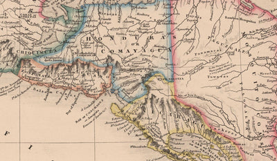 Alte Karte von Mittelamerika im Jahr 1864 von James Wyld - Mexiko, Honduras, Mückenküste, Guatemala, Costa Rica
