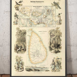 Old Map of British Possessions in the Indian Ocean, 1872 by Fullarton - Malaysia, Penang, Singapore, Sri Lanka, Malacca