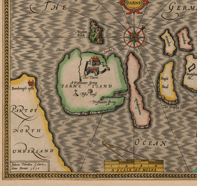 Alte Karte von Channel-Inseln, 1611 von John Speed ​​- Jersey, Guernsey, Farne Islands, Holy Island