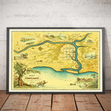 Mapa antiguo de Chicago, 1833 de Stelzer & Conley - 350 Pop. Ciudad - Lago Michigan, Downtown, Chicago River