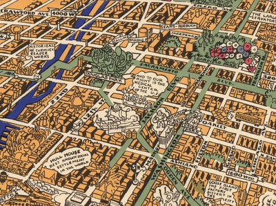 Alte Karte von Chicago, 1931 - Birdseye Karte von Downtown, Grant Park, Zentral, herrliche Meile, Michigansee, Vororte