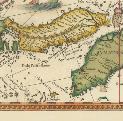 Mapa antiguo del sudeste asiático, 1596 - China, Corea, Japón, Filipinas, Singapur, Malasia, Indonesia, Indias Orientales