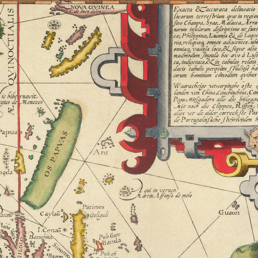 Mapa antiguo del sudeste asiático, 1596 - China, Corea, Japón, Filipinas, Singapur, Malasia, Indonesia, Indias Orientales