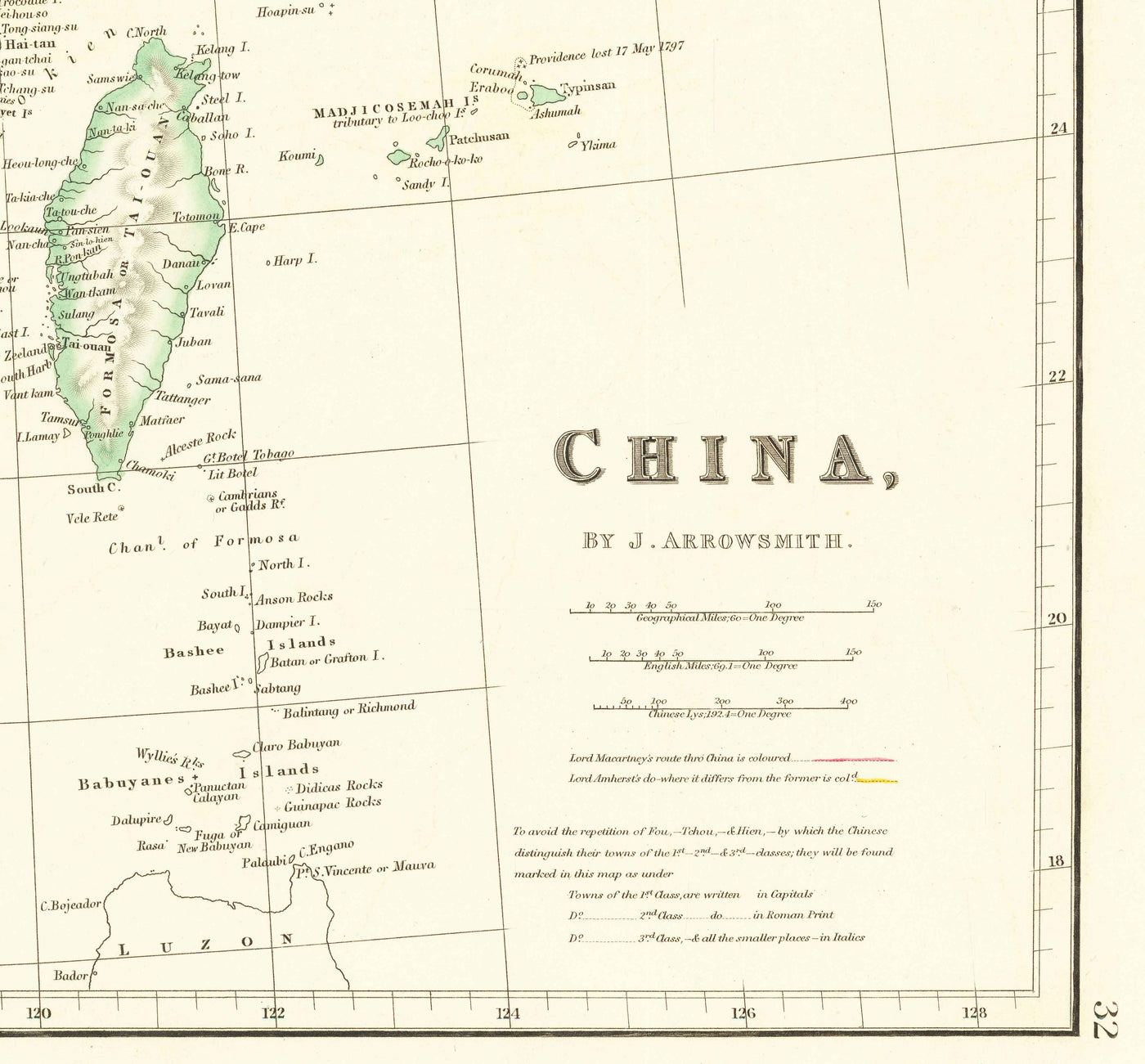 Ancienne carte de la Chine, 1840 par Arrowsmith - Corée, Canton, Pékin, ambassade sino-britannique Maccartney, empereur Qianlong