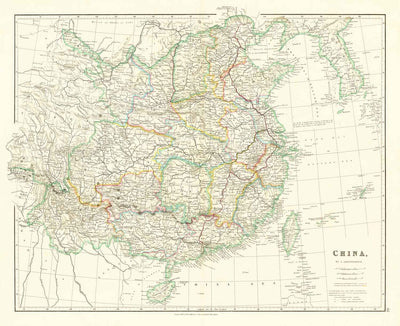 Mapa antiguo de China, 1840 por Arrowsmith - Corea, Cantón, Pekín, Embajada Maccartney Sino-Británica, Emperador Qianlong