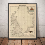 Old Cod Fish Map of the North Sea, 1883 by O.T. Olsen - Cod Fishing, Distribution, Spawning, Etc.