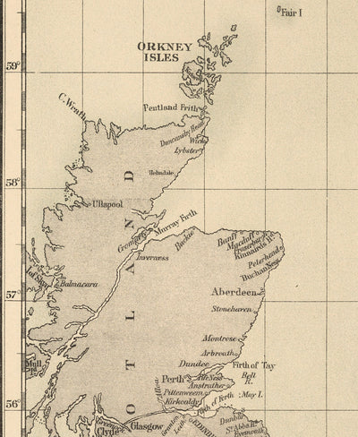 Old Cod Fish Map of the North Sea, 1883 by O.T. Olsen - Cod Fishing, Distribution, Spawning, Etc.