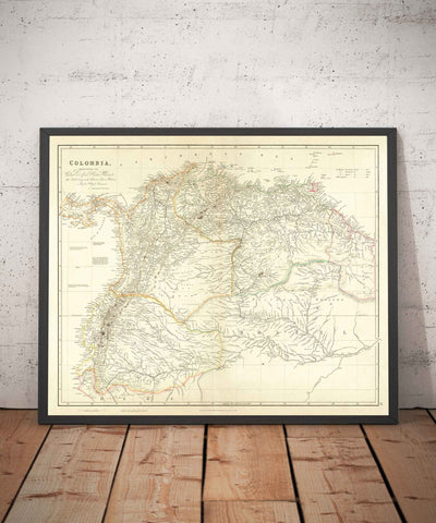 Mapa antiguo de Colombia, 1834 por Arrowsmith - Gran Colombia, Venezuela, Ecuador, Perú, Caribe, Panamá