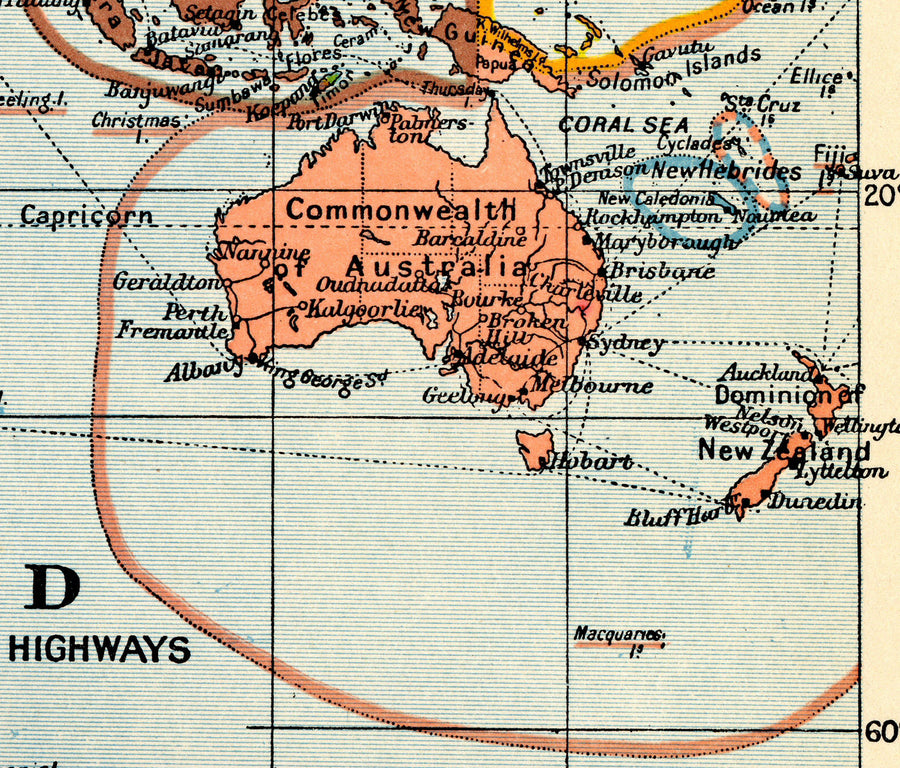 Alter kolonialer Weltkarte, 1912 von Cambridge Publishing - Britisches Empire, Französisches Empire, Niederländisches Empire, Chinesisches Empire, Spanisches Empire 