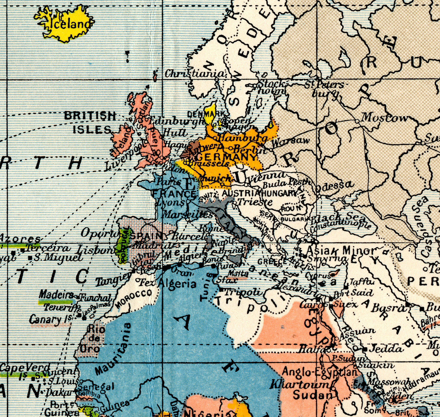 Colonial Map Examples Old Colonial World Map, 1912 by Cambridge Publishing - British Empire ...