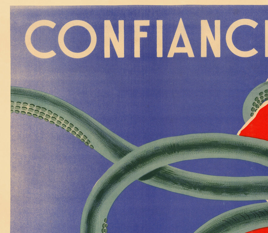 Mapa del póster de la Propaganda de la Propaganda de la Propaganda de la Propaganda Vichy Francia de la Guerra Mundial - Winston Churchill como bestia tentópica