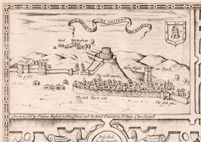 Ancienne carte de Cornwall en 1611 à la vitesse - Penzance, St Ives, Plymouth, Terres Fin, Padstow