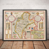 Ancienne carte de Cumbria, 1611 par John Speed ​​- Cumberland, Carlisle, Keswick, Lac District, Windermere