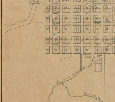 Mapa antiguo de Dallas, Texas en 1878 por Jones & Murphy - Main St, Ellum, Downtown, Distrito de Arte, Bryan Place