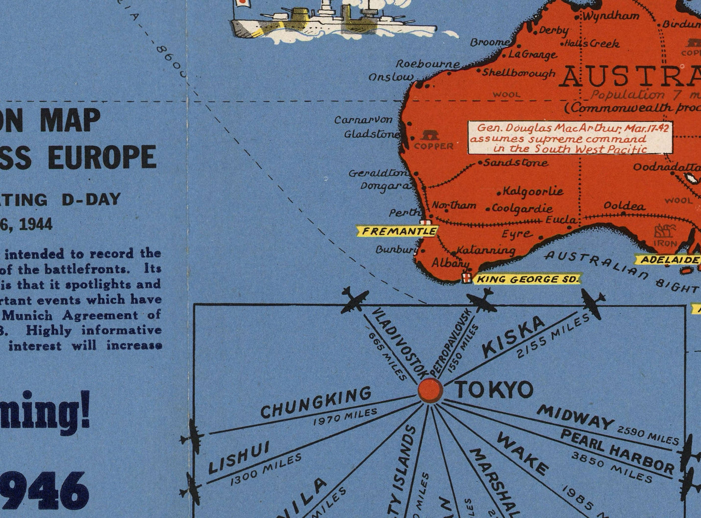 Mapa de la Segunda Guerra Mundial del Viejo Mundo - Tabla educativa histórica de "Eventos Fechados" por Stanley Turner