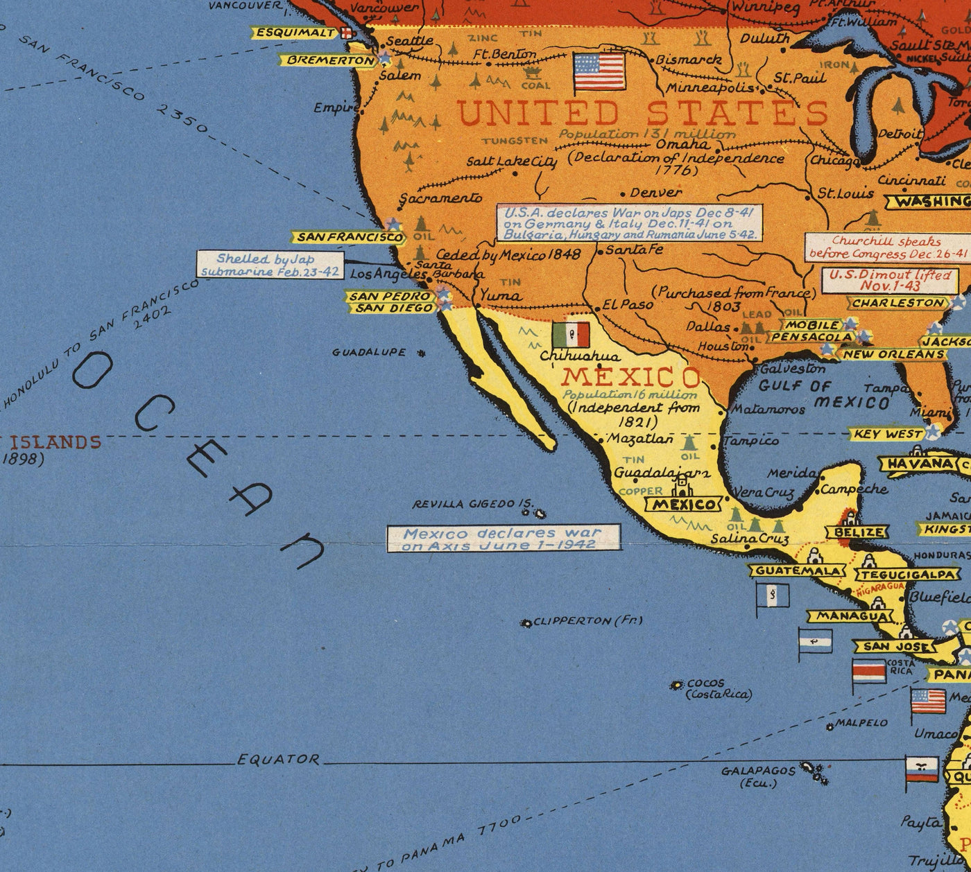 Old World War 2 Carte - "Événements datés" WW2 Tableau éducatif historique de Stanley Turner
