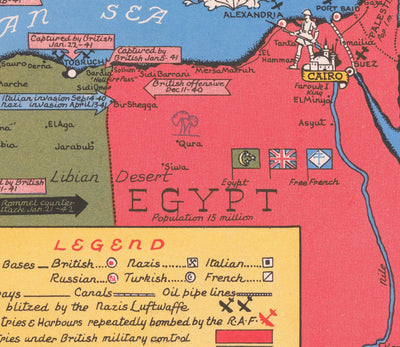 Alte Weltkrieg 2 Karte, 1942 von Stanley Turner - "Data Events" WW2 History Chart