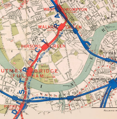 Mapa de ferrocarril de Antiguo Distrito de Londres, 1884, Tercera edición - Piccadilly Piccadilly Temprano, Círculo, Mapa de tubos del distrito