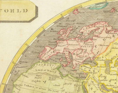 Ancienne carte du monde à double hémisphère, 1804 par Arrowsmith - Rare Atlas du 19ème siècle
