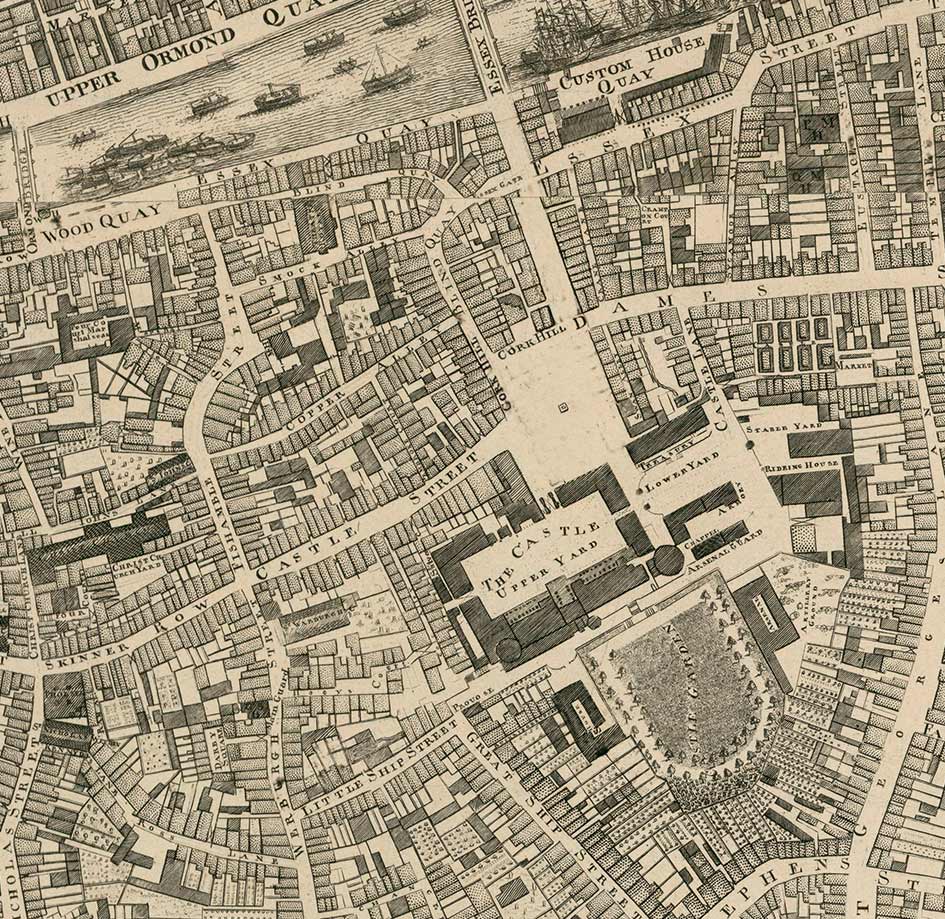 Old Map of Dublin, Ireland in 1756 by John Rocque – The Unique Maps Co.
