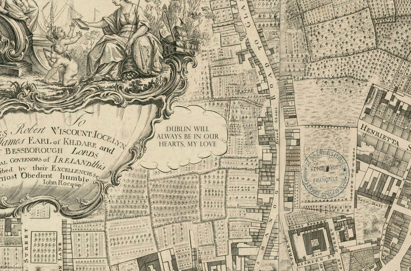 Old Map of Dublin, Ireland in 1756 by John Rocque – The Unique Maps Co.
