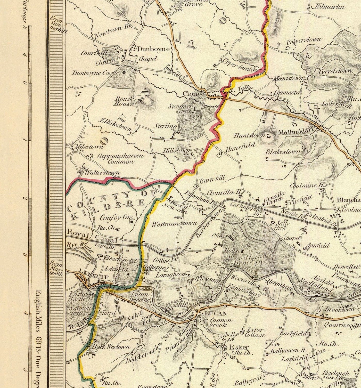 Ancienne carte de Dublin et de banlieue, Irlande, 1837 de Sduk - Leinster, Baie de Dublin, Grand Dublin