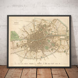 Mappa antica di Dublino, Irlanda nel 1836 di WB Clark - Fiume Liffey, Leinster, Contea di Dublino 