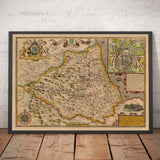 Old Map of County Durham, 1611 by John Speed - Darlington, Stockton-on-Tees, Sunderland