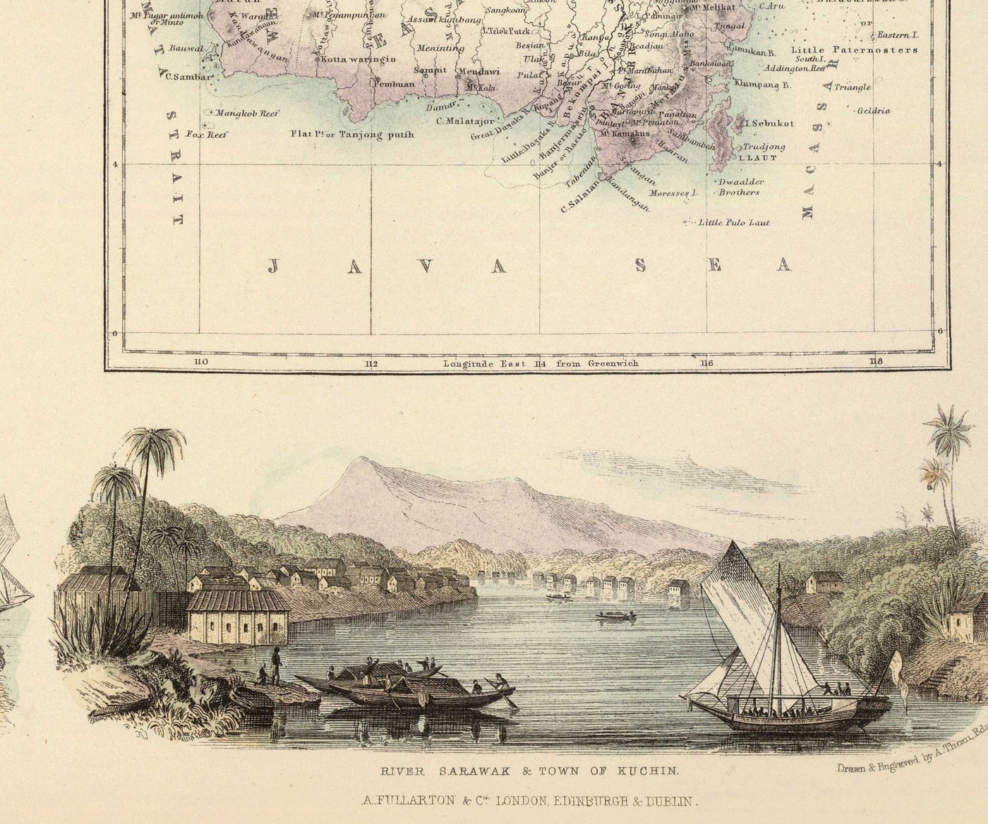 Old Map of the Dutch East Indies in 1872 by Fullarton - Borneo, Java ...