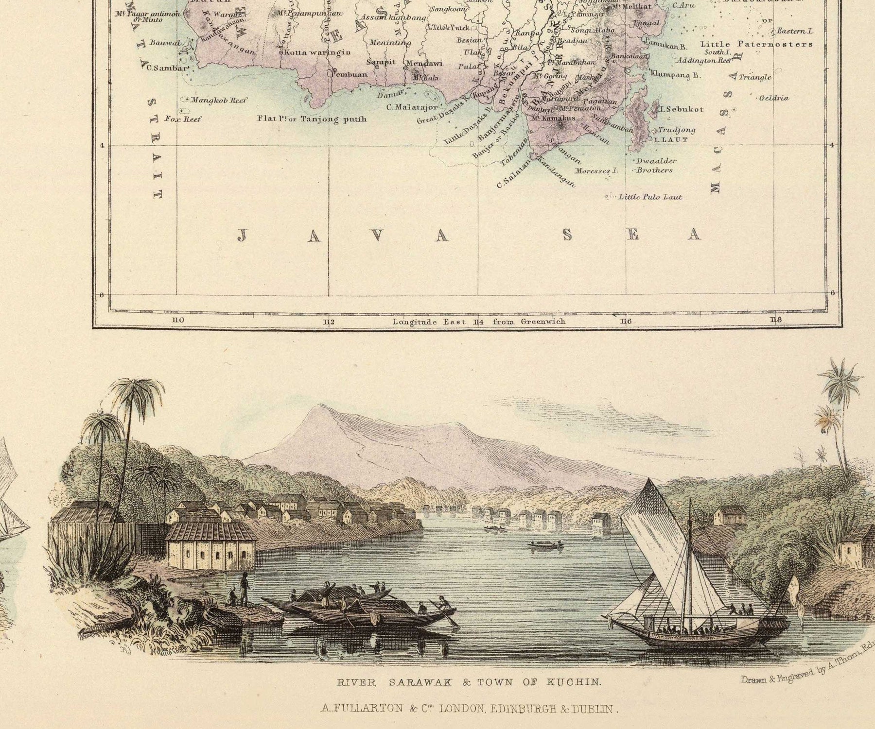 Old Map of the Dutch East Indies in 1872 by Fullarton - Borneo, Java ...