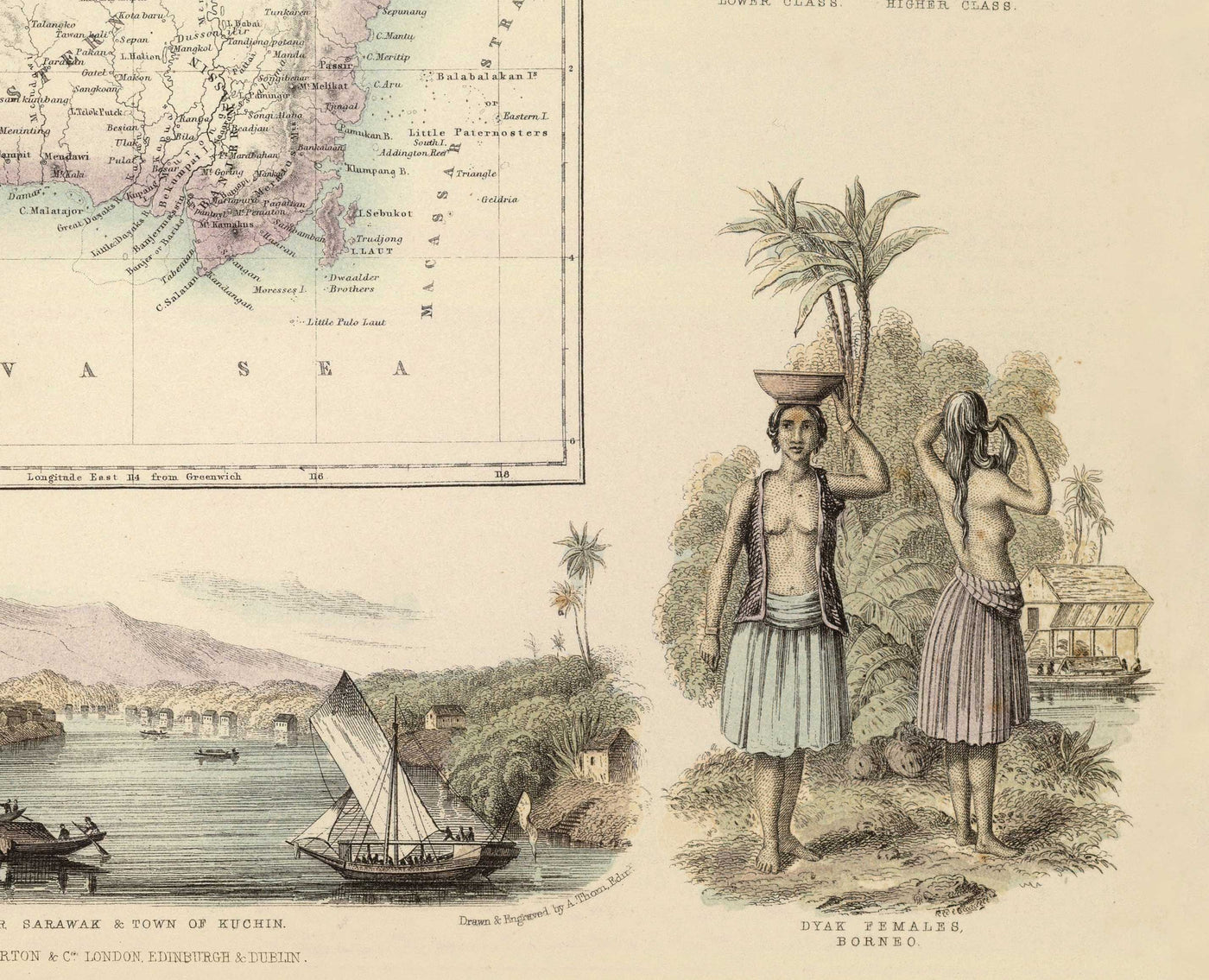 Old Map of the Dutch East Indies in 1872 by Fullarton - Borneo, Java ...