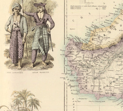 Alte Karte von Niederländisch-Ostindien im Jahr 1872 von Fullarton - Borneo, Java, Indonesien, Kolonialismus, Indischer Ozean