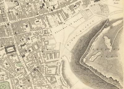 Mapa antiguo de Edimburgo, Escocia en 1834 por WB Clark