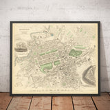 Mappa antica di Edimburgo, Scozia nel 1834 di WB Clark 