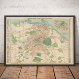 Ancienne carte rare d'Edimbourg - Plan de poche de Bartholomew, 1921 - Leith, Murrayfield, Portobello, Morningside