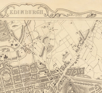 Alte Karte von Edinburgh, Schottland 1851 von Tallis & Rapkin