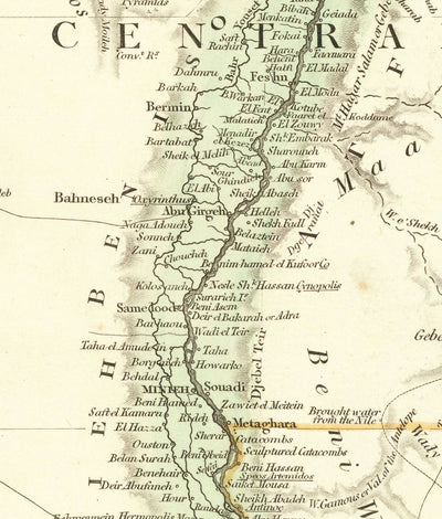 Mapa antiguo de Egipto, 1832 por Arrowsmith - El Cairo, Giza, Alejandría, Pirámides, Nilo, Mar Rojo, Jerusalén, Oriente Medio